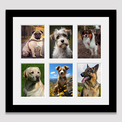 Multi aperture photo frame for 6 photos